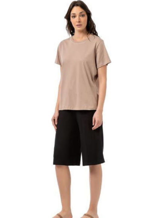 Damen Bluse Baumwolle Beige