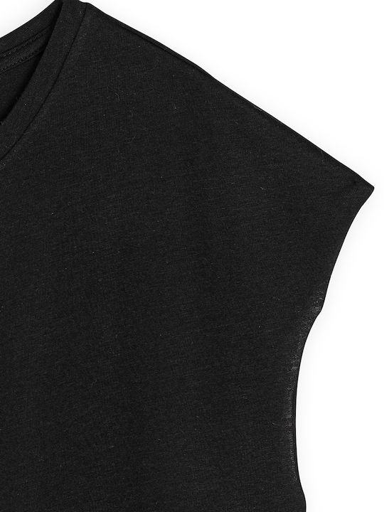 Organic Women's Crop Top Cotton Sleeveless Black