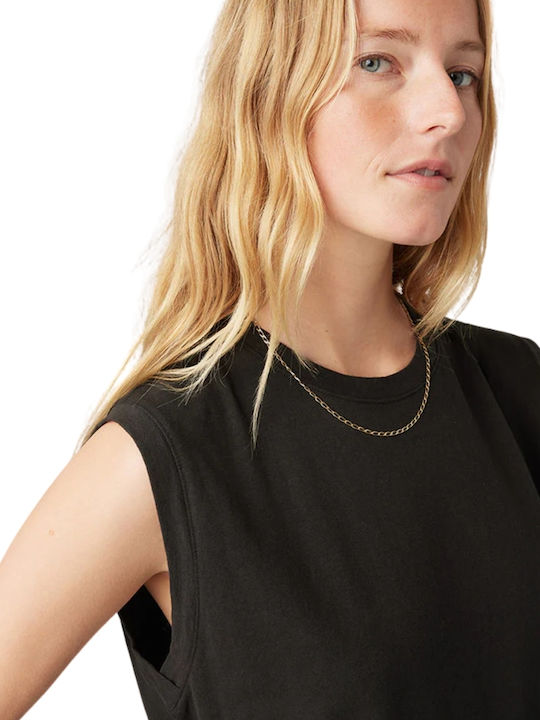 Boxy Women's Cotton Sleeveless Black Blouse