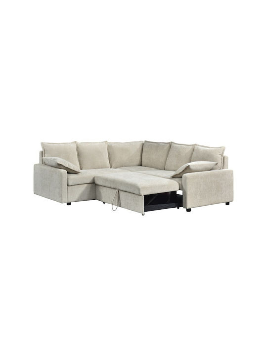 Lounivo Corner Sofa Bed Beige 215x215x84cm