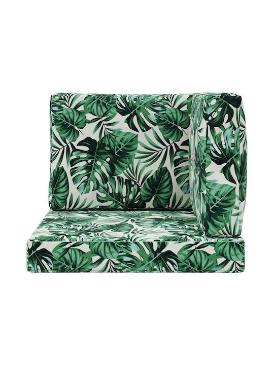 vidaXL Garden Chair Cushion with Backrest Green 3 Pieces 60x60cm