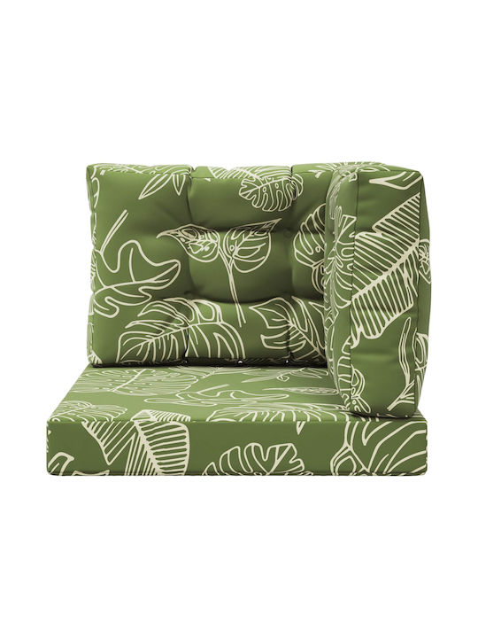 vidaXL Garden Chair Cushion with Backrest Green 3 Pieces 60x60cm