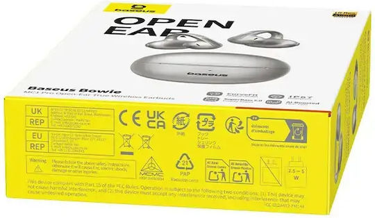 Baseus Bowie MC1 Pro Open Ear Bluetooth Handsfree Headphones with Sweat Resistance and Charging Case Silver