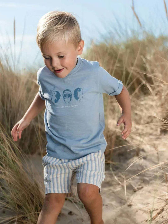 Kids Short-Sleeved Blouse Steel Blue