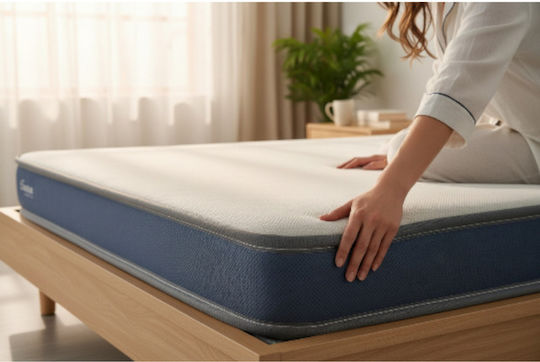 Blue White Foam Floor Mattress For Sleep (90x190cm)