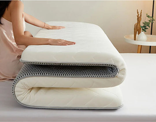 Folding Floor Mattress And Pillow-Top White 90x190x7cm