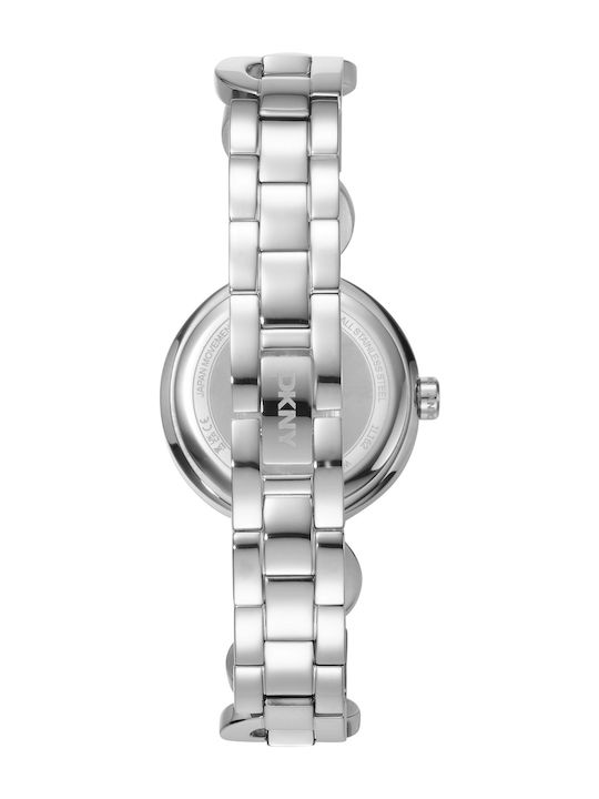 DKNY Γυναικείο Ρολόι 28mm Μπαταρίας με Ασημί Μεταλλικό Μπρασελέ