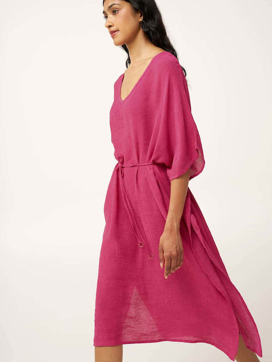 Sommer Midi Kobi­ne­zón Damen­kleid Fuchsie Peony