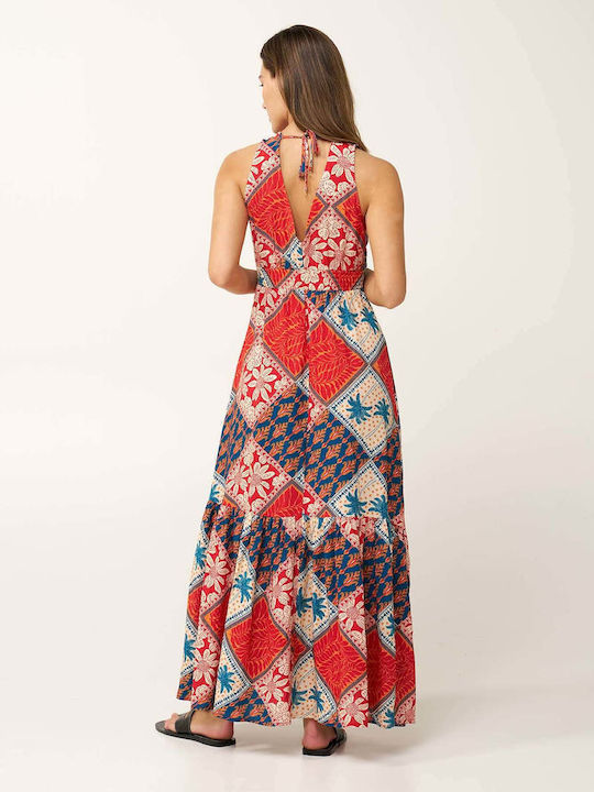 Sommer Maxi Wickel Damenkleid Rot Clay