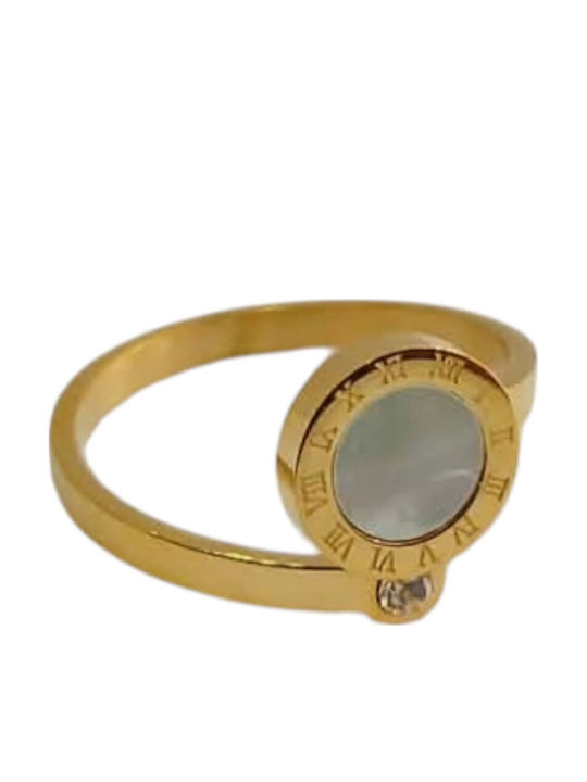 Kalliopi Silver Γυναικείο Δαχτυλίδι από Ατσάλι Επιχρυσωμένο