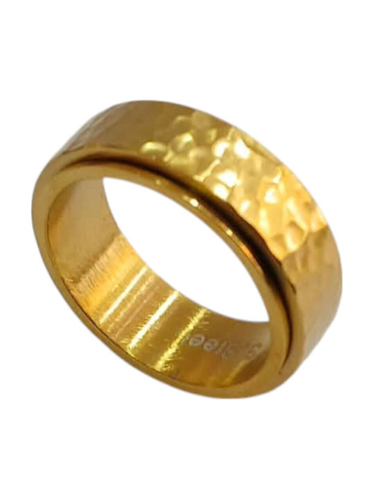 Kalliopi Silver Ανδρικό Δαχτυλίδι από Ατσάλι Επιχρυσωμένο
