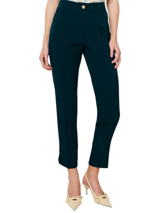 Damen Krepp Hose mit Gummiband Blau