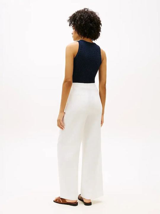 Tommy Hilfiger Women's Fabric Trousers Loose Fit White