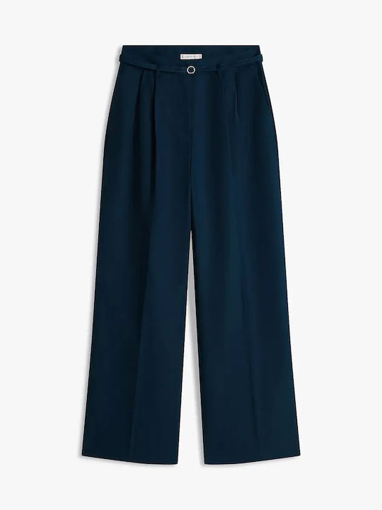 Women's Fabric Trousers in Loose Fit Navy