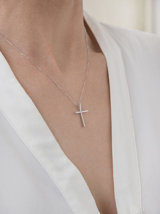 Kritsimis Women's White Gold Cross 18K with Chain