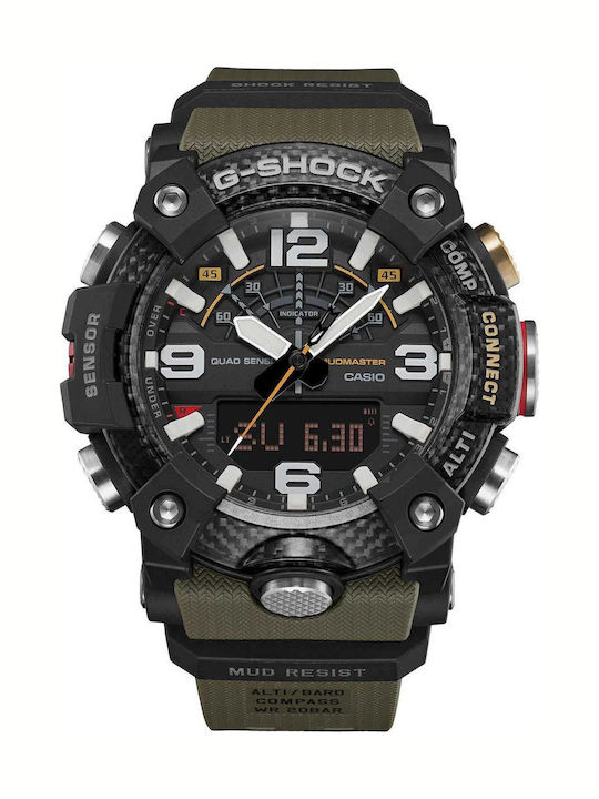 Casio Master G Mudmaster Digital Men's Watch Chronograph Battery with Brown Rubber Strap