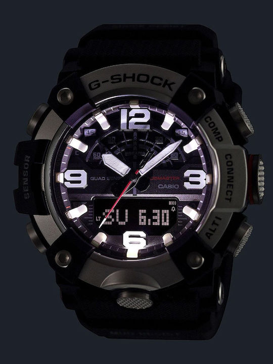 Casio Master G Mudmaster Digital Herrenuhr Chronograph Batterie mit Schwarz Gummi Armband