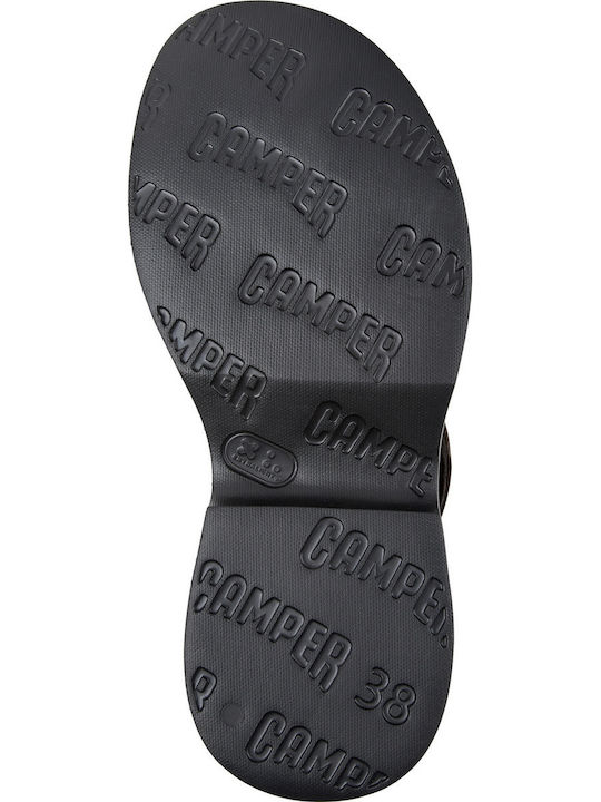 Tasha Leder Flache Sandalen Für Damen Braun