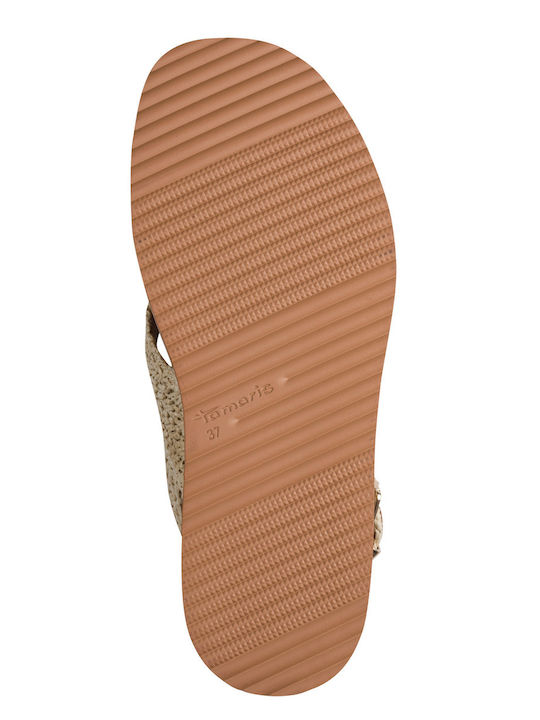 Leather Women's Sandals Flatforms Beige