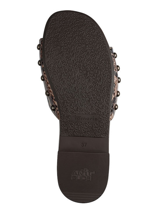 Deri Damen Flache Sandalen Braun