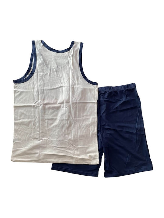 Enrico Coveri Sommer Herrenpyjama Bluse Weiß