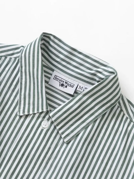Long Sleeve Cotton Striped Shirt Forest