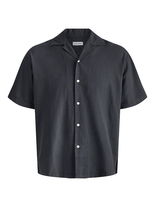 Jack & Jones Λινό Πουκάμισο Μαύρο
