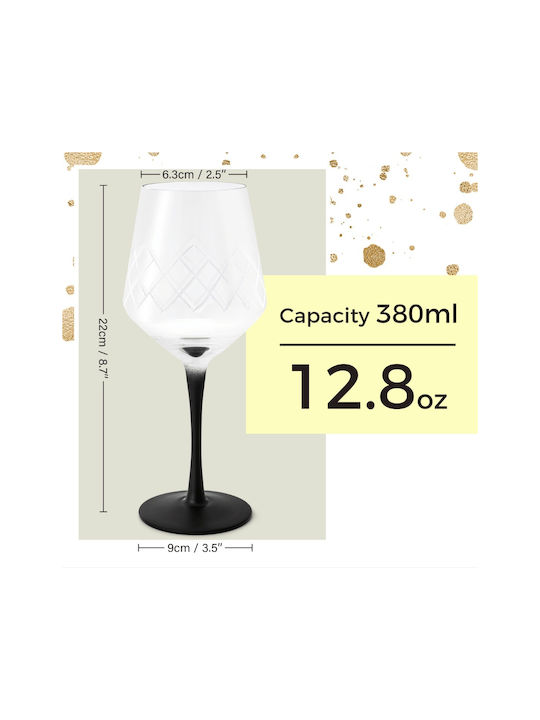Miamio Set Pahare Pentru Vin Alb și Vin Roșu Din Sticlă Pahare Cu Picior 380ml 4 Bucăți