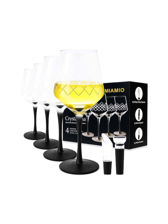 Miamio Set Pahare Pentru Vin Alb și Vin Roșu Din Sticlă Pahare Cu Picior 380ml 4 Bucăți