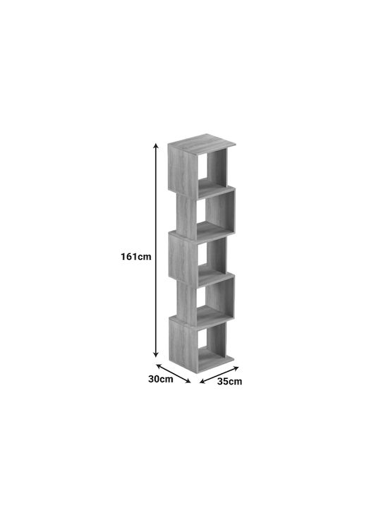 Βιβλιοθήκη Cubik Sonoma- Ανθρακί 35x30x161εκ.