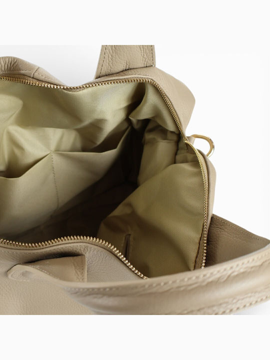Δερμάτινη Γυναικεία Τσάντα Tote Χειρός Taupe