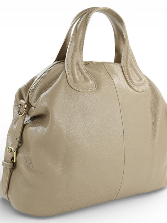 Δερμάτινη Γυναικεία Τσάντα Tote Χειρός Taupe