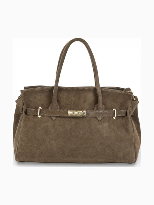 Δερμάτινη Γυναικεία Τσάντα Tote Χειρός Taupe