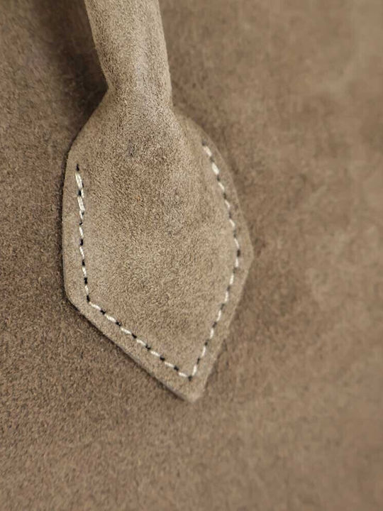 Δερμάτινη Γυναικεία Τσάντα Tote Χειρός Taupe