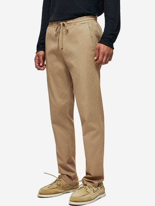 Pantaloni Elastici Croi Tapered Culoare Maro