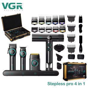 Professional Men’s Grooming Kit 4 1 Charging Base VGR Stepless Pro