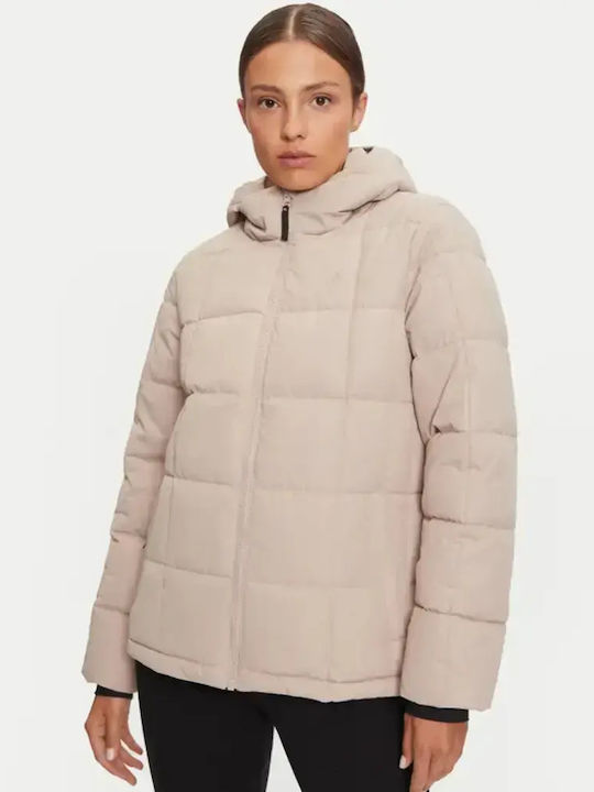 Дамско Puffer Яке за Зима Екрю