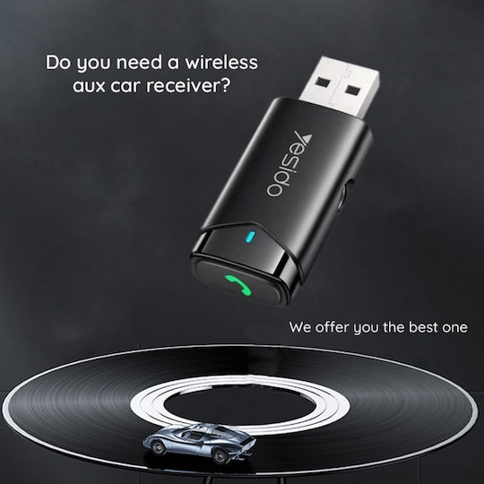 Kabelloser Auto-AUX Empfänger Bluetooth 5.0 Freisprecheinrichtung USB Yesido Schwarz