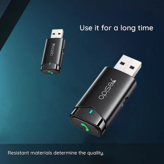 Kabelloser Auto-AUX Empfänger Bluetooth 5.0 Freisprecheinrichtung USB Yesido Schwarz
