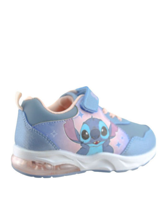 Disney Stitch Kids Sneakers with Hoop & Loop Closure Light Blue