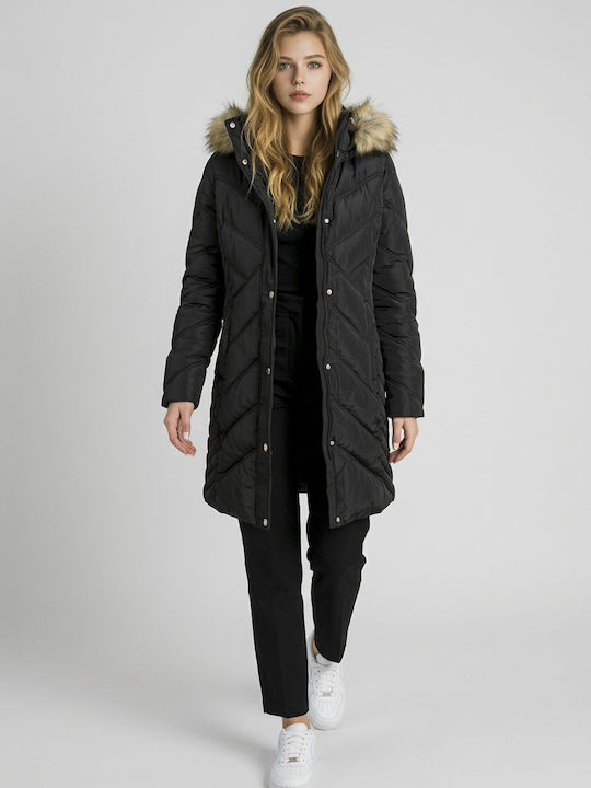 Women's Short Puffer Jacket for Winter Black