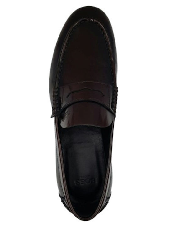 Leather Men's Moccasins in Burgundy Colour