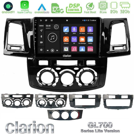 Clarion Автомобилна Аудио Система За Toyota Hilux 2007-2016 Bluetooth USB Вграден Wi-Fi GPS Apple CarPlay Android Auto С Touch Screen 9"