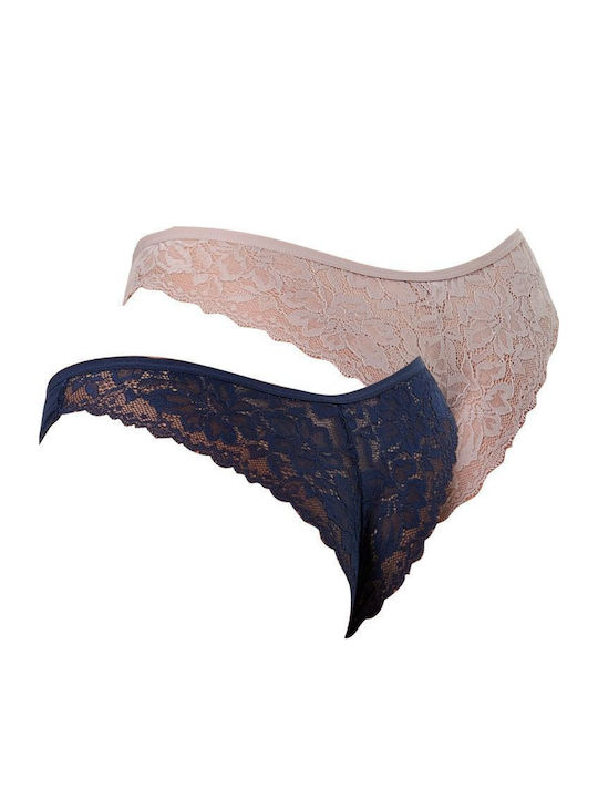 Γυναικεία Brazil 2Pack με Δαντέλα Grey-pink