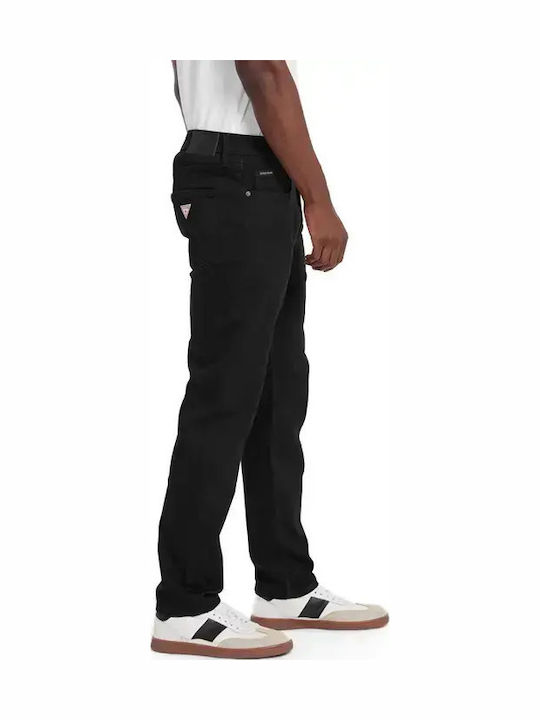 Pantaloni De Blugi Pentru Bărbați Elastic Slim Tapered Fit Negru