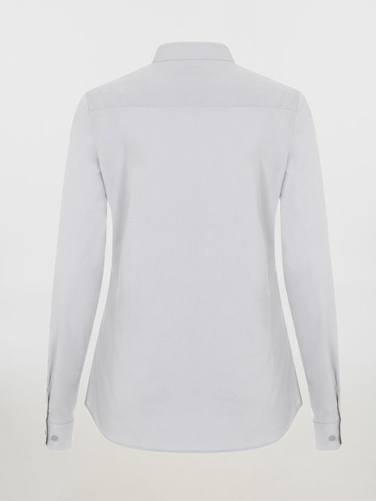 Velilla Damen Mao Stretch Hemd Mit Langem Arm Ice Grau