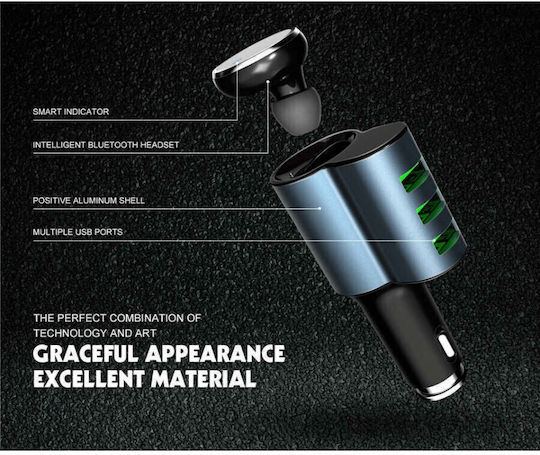 Ldnio Cm21 Car Charger 4.2A with Ports 3xUSB-A and Bluetooth Headphones Black Color