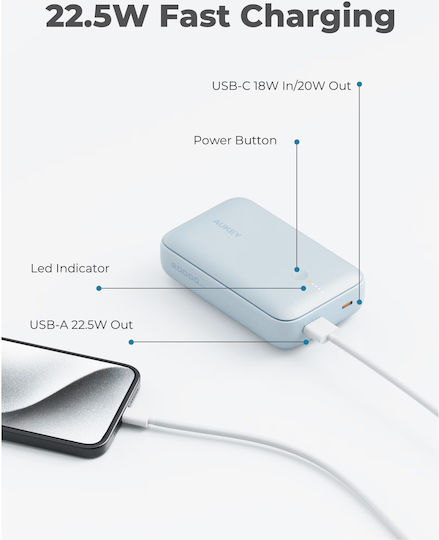 Aukey PB-Y57 Spark Mini Power Bank 20000mAh 22.5W Blau