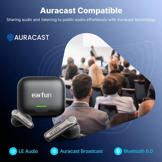 Earfun Air Pro 4+ In-ear Bluetooth Handsfree Ακουστικά με Αντοχή στον Ιδρώτα και Θήκη Φόρτισης Μαύρα