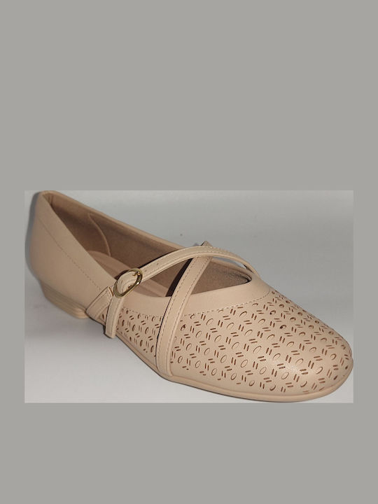 Women's Ballerina Shoes in Beige Color